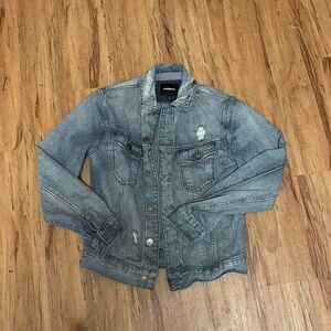 Express Men’s XS Distressed Denim Jean Button Up Jacket